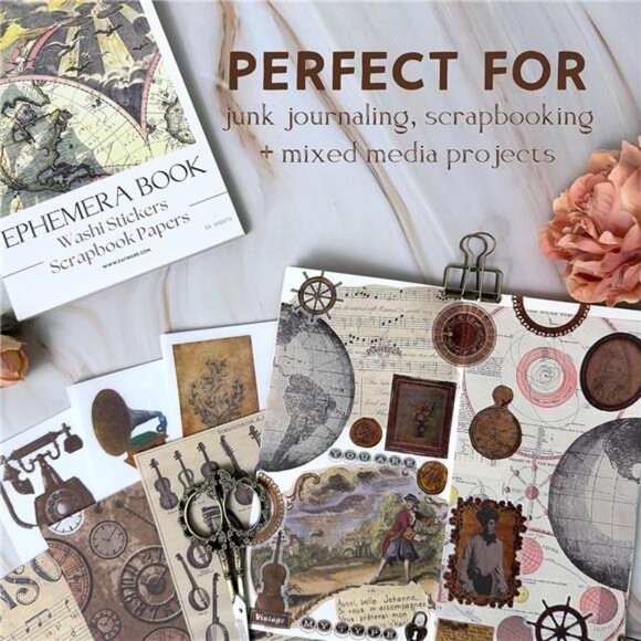 411 Vintage Washi Stickers & 20 Scrapbook Papers - FAYWARE Ephemera for Junk - Picture 2 of 7